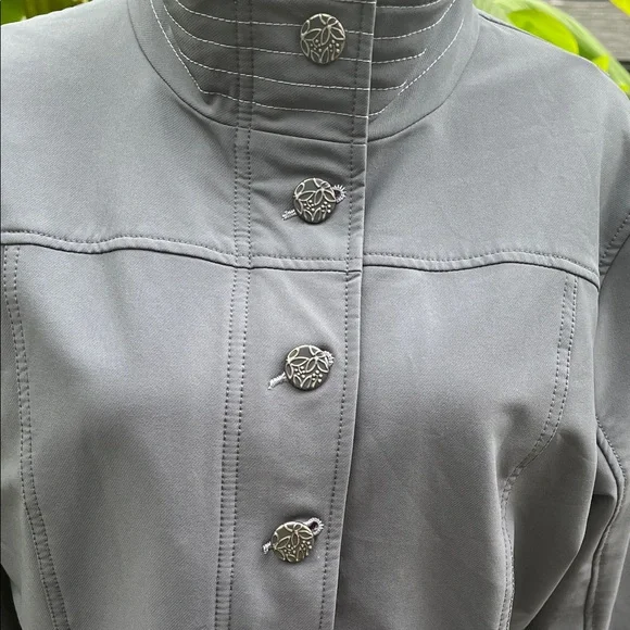 TITLE NINE Women's Gray softshell Trench Coat with Purple accents - Picture 13 of 14